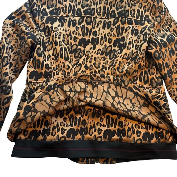 Trouve Leopard Peplum Jacket Women’s Large Animal Print Lined Zip - Picture 9 of 9